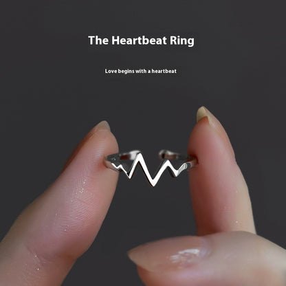 Special-interest Design High-end Fashion Personalized Heartbeat ECG Index Finger Ring