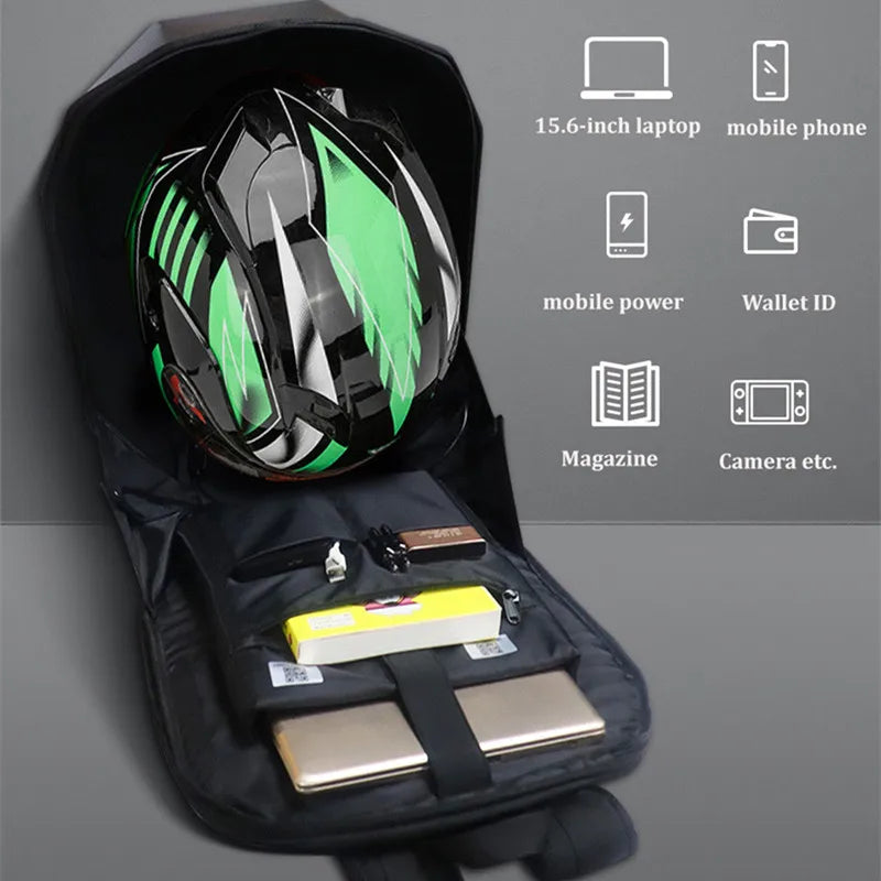 Smart Black Waterproof Led Rider Biker Bag Dynamic Eyes Led Light-Emitting Diode Back Backpack Iron Man Cool Motorbike Backpack