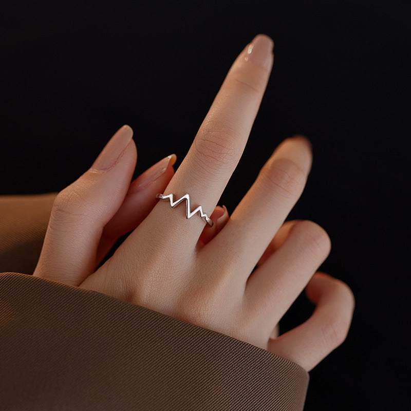 Special-interest Design High-end Fashion Personalized Heartbeat ECG Index Finger Ring