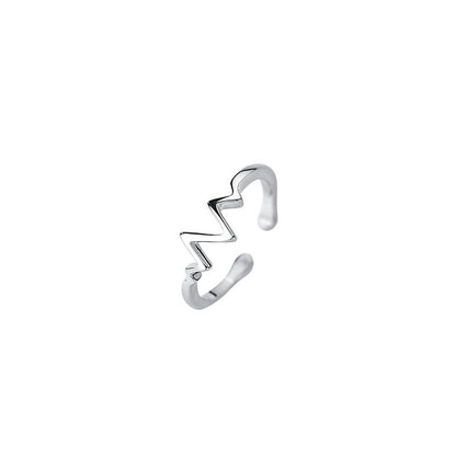 Special-interest Design High-end Fashion Personalized Heartbeat ECG Index Finger Ring