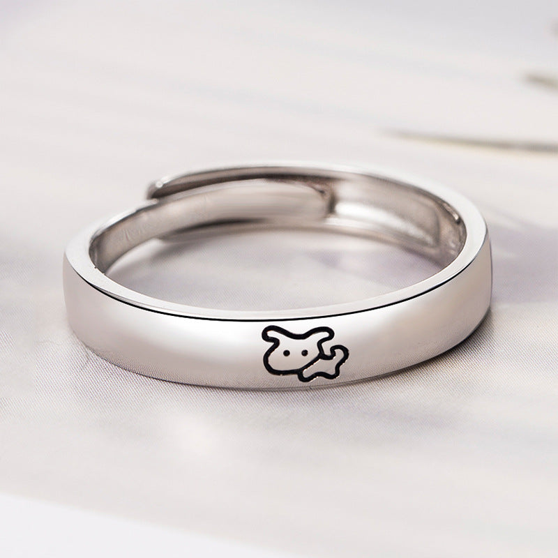 S925 Sterling Silver Love Couple Ring Simple Bracelet