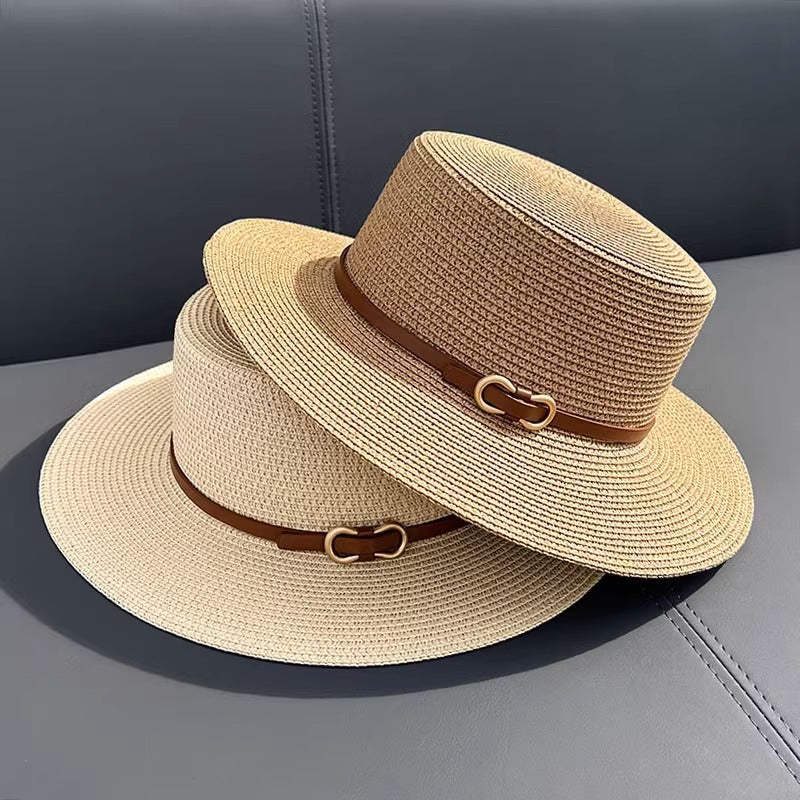 Flat Straw Hat Women&