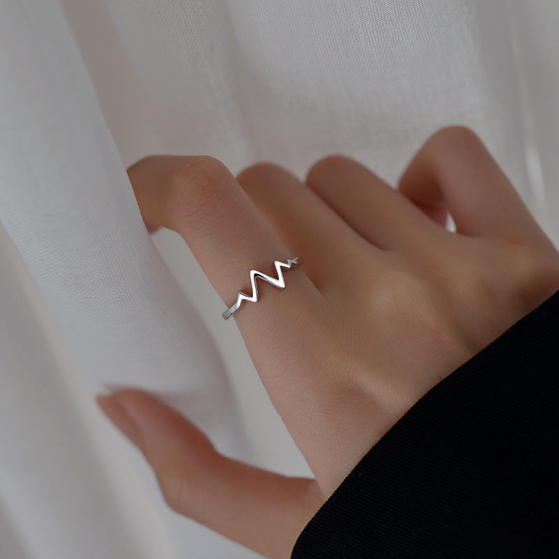 Special-interest Design High-end Fashion Personalized Heartbeat ECG Index Finger Ring