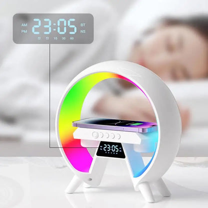 Bluetooth Speaker LED Alarm Clock RGB Colorful Atmosphere Night Light Lamp.Sunrise Simulation Wake Up 15W Wireless Phone Charger