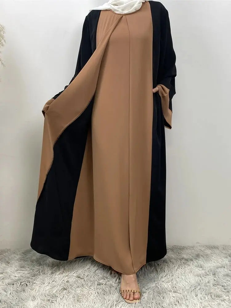 Ramadan Eid Muslim Abaya Dubai Luxury Splicing Fake Two Pieces Abayas For Women Kaftan Modest Dress Islam Caftan Marocain Femme