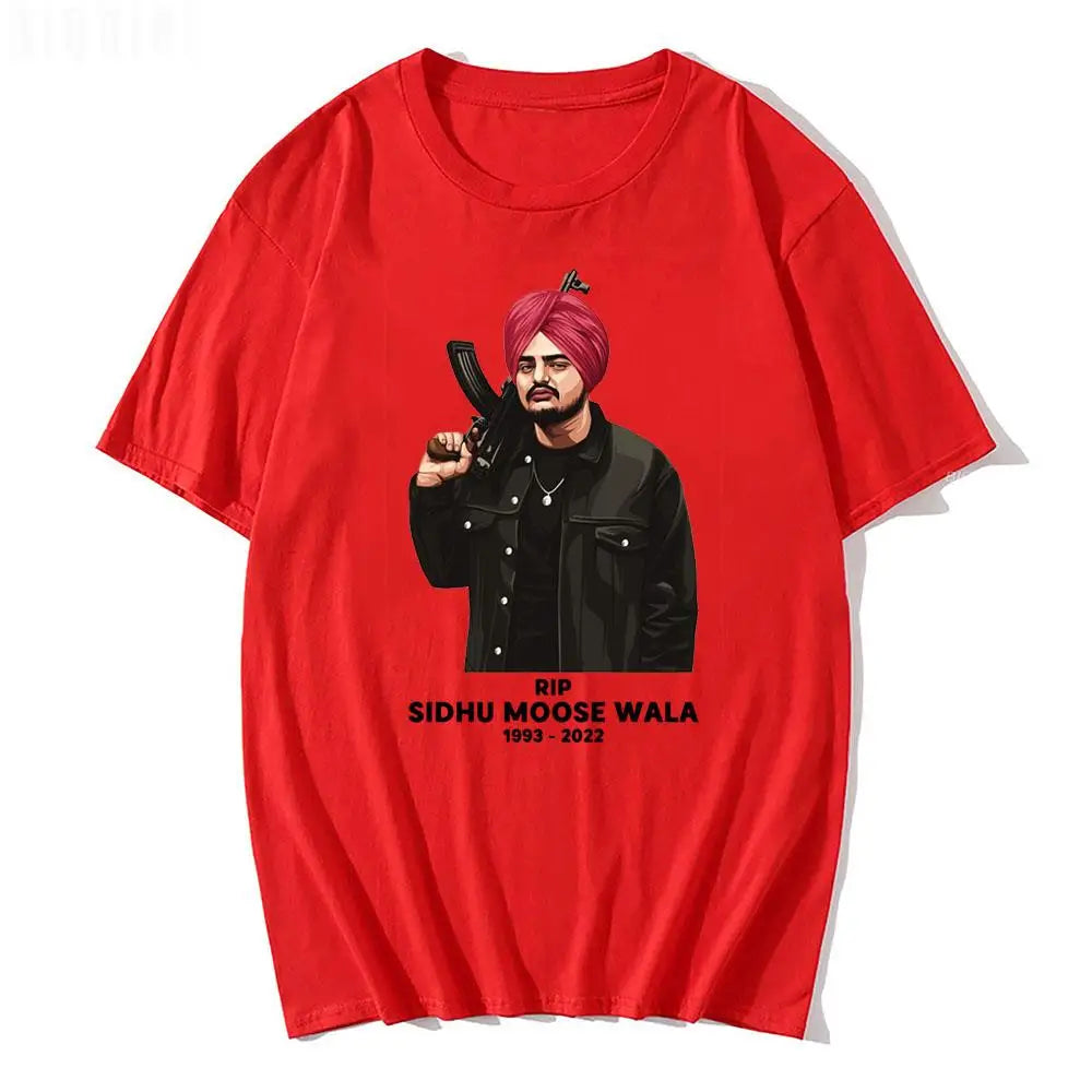 RIP Sidhu Moose Wala T Shirt Indian Rapper Singer Print Tshirts Pure Cotton Graphic Tees Hip Hop Casual Men Women Oversized Tops