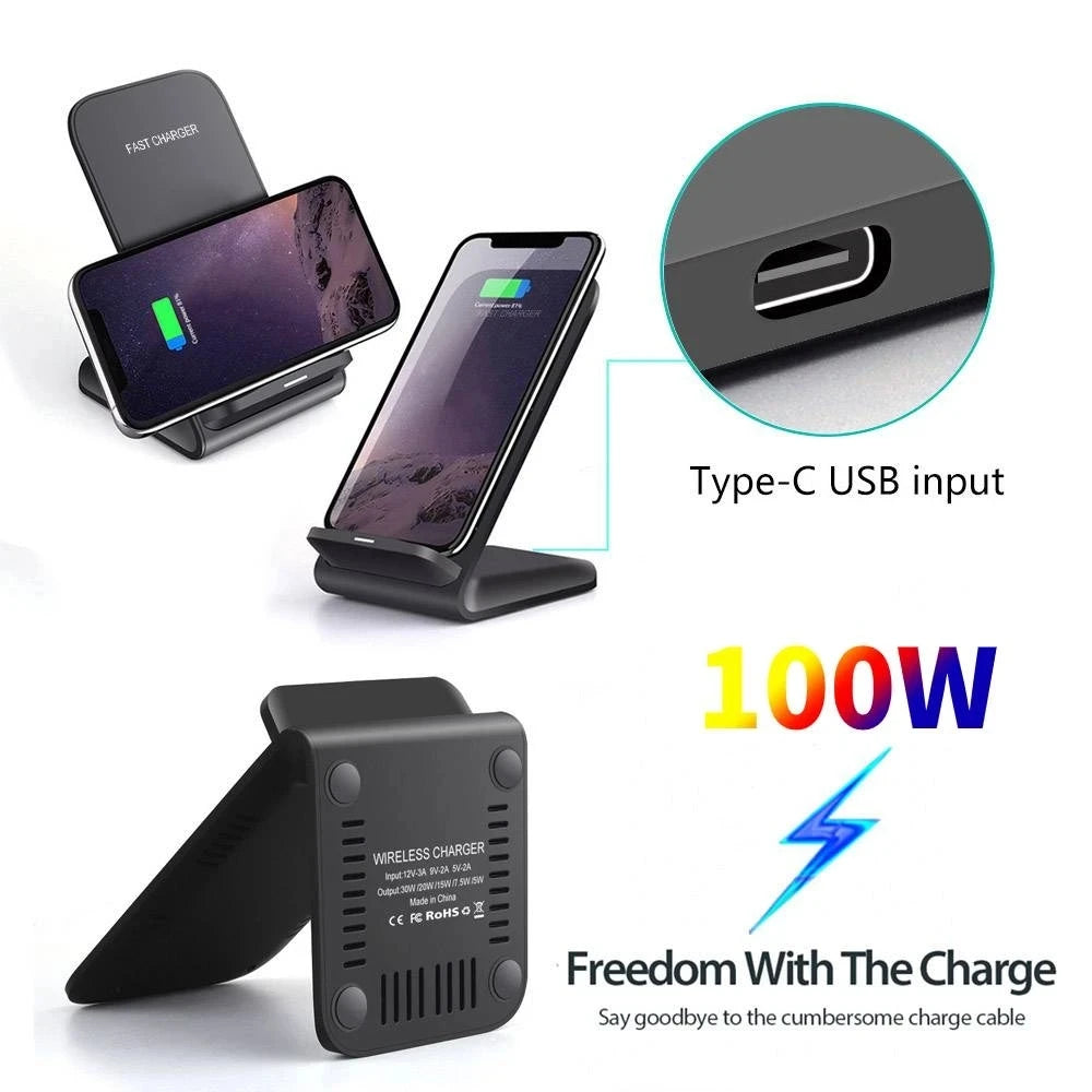 100W Fast Wireless Charger for Samsung S23 S22 S24 Quick Charging Stand For iPhone 14 13 12 11 Pro Max XS XR X 8 Plus Xiaomi 11