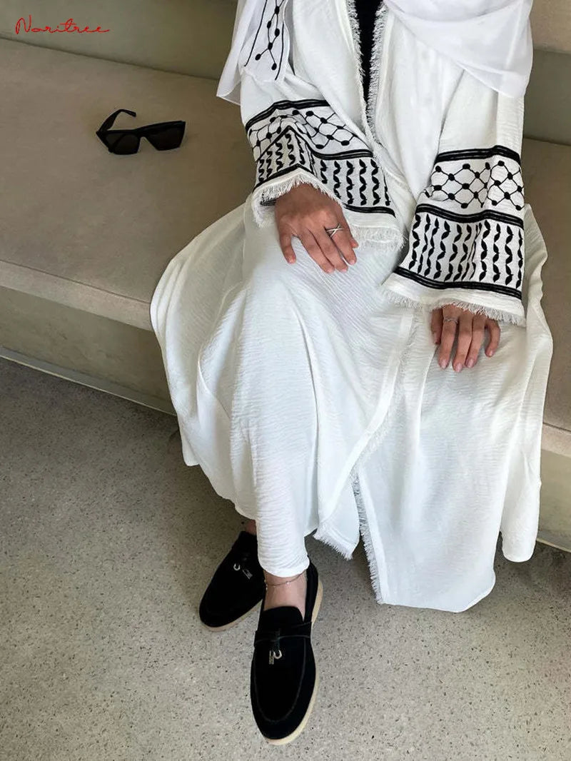 Fashion Embroidery Kimono Oversized Muslim Robe abaya syari female full length Taseel Muslim abaya Worship Service abayas wy1969