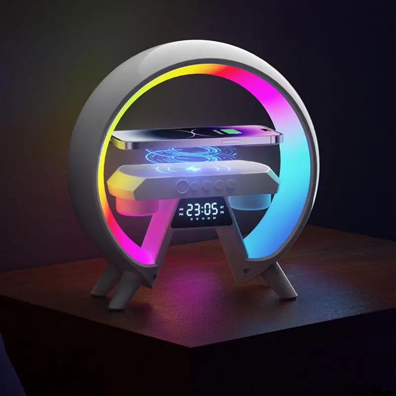 Bluetooth Speaker LED Alarm Clock RGB Colorful Atmosphere Night Light Lamp.Sunrise Simulation Wake Up 15W Wireless Phone Charger