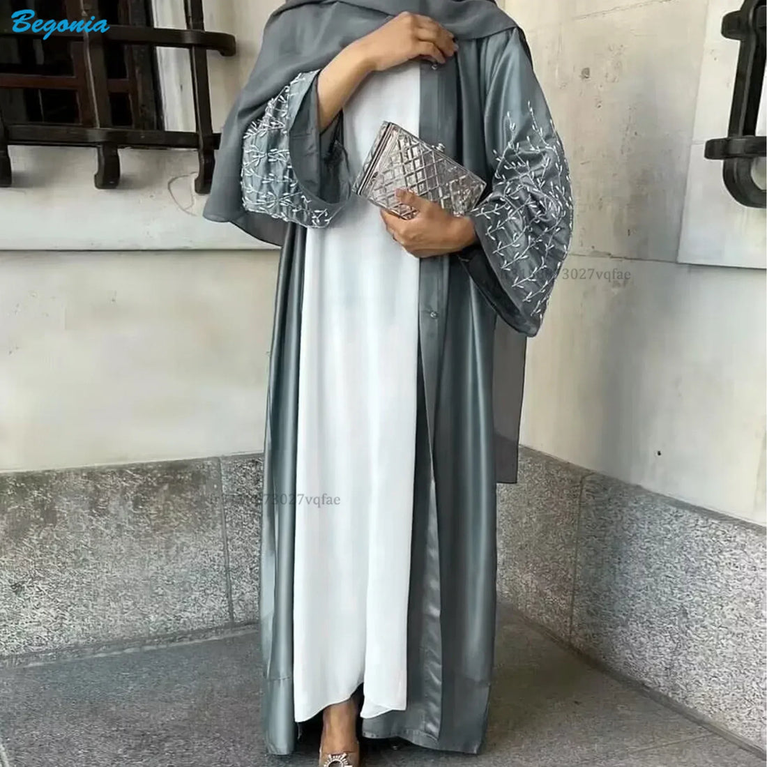 Summer Open Abaya Kimono Dubai Party Kaftan Solid Beaded Muslim Fashion Hijab Dress Abayas for Women Turkey Islam Modest Outfit