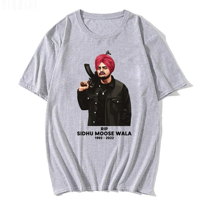 RIP Sidhu Moose Wala T Shirt Indian Rapper Singer Print Tshirts Pure Cotton Graphic Tees Hip Hop Casual Men Women Oversized Tops