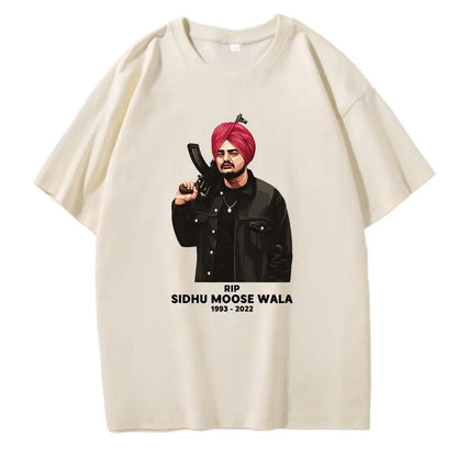 RIP Sidhu Moose Wala T Shirt Indian Rapper Singer Print Tshirts Pure Cotton Graphic Tees Hip Hop Casual Men Women Oversized Tops