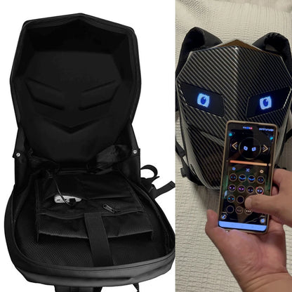 Motorcycle backpack with LED eyes men hard shell waterproof knight helmet bag riding motorcycle backpack luminous gift