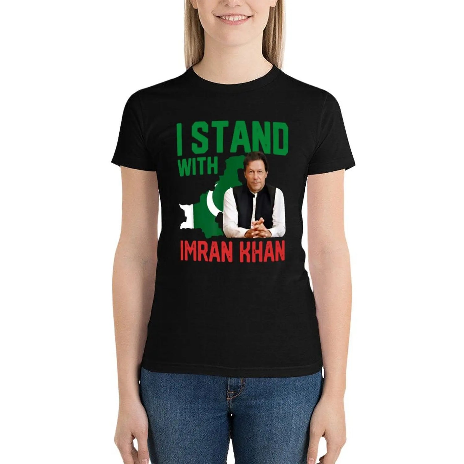 I stand with Imran Khan T-Shirt cute clothes female plus size tops tees cotton t shirts Women