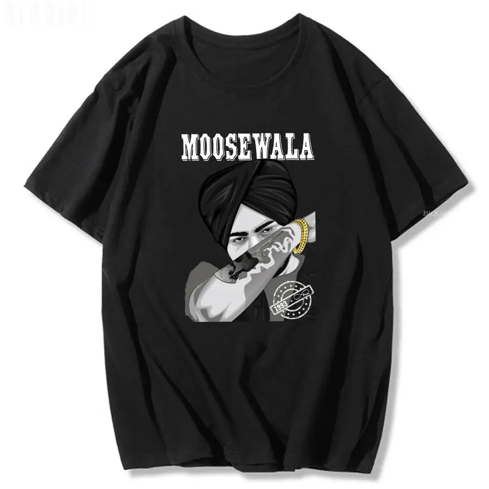 Sidhu Moose Wala  Men T Shirt Short Sleeve Indian Rapper Hip Hop Tees 2022 Summer 100 Cotton O-neck Casual Women Tops Streetwear