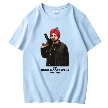 RIP Sidhu Moose Wala T Shirt Indian Rapper Singer Print Tshirts Pure Cotton Graphic Tees Hip Hop Casual Men Women Oversized Tops