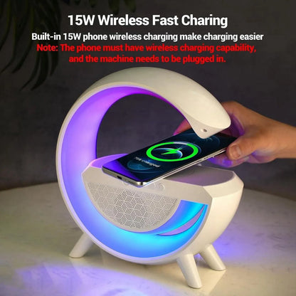 Desktop Ornament Wireless Charging Digital Display App ControlLED Multifunctional Bluetooth Speaker With Rgb Light Alarm Clock