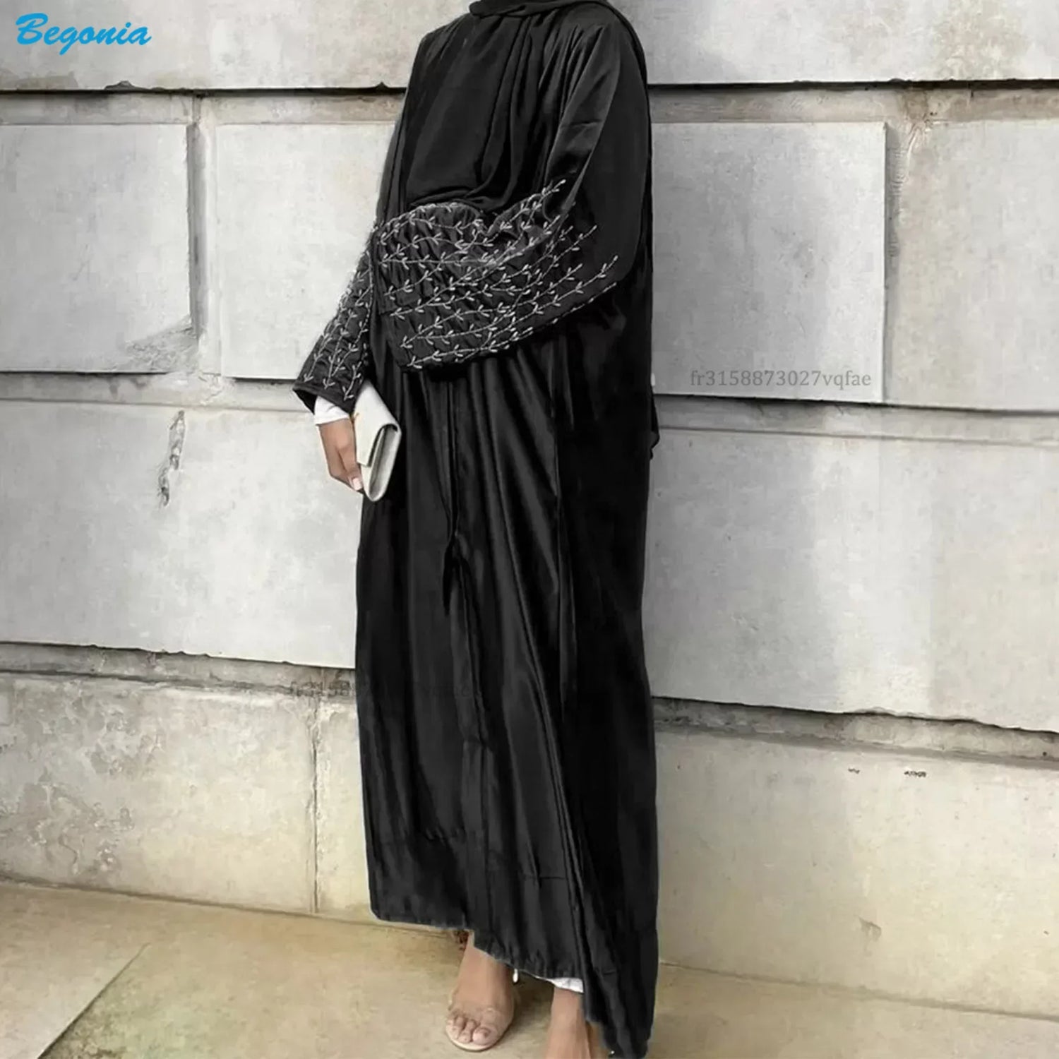 Summer Open Abaya Kimono Dubai Party Kaftan Solid Beaded Muslim Fashion Hijab Dress Abayas for Women Turkey Islam Modest Outfit