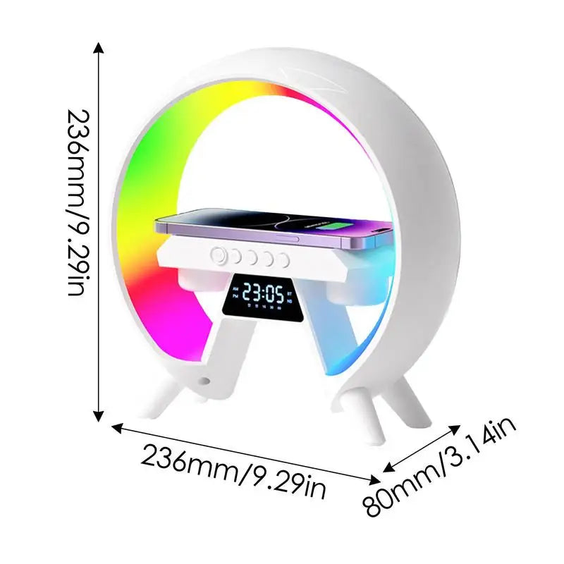 Bluetooth Speaker LED Alarm Clock RGB Colorful Atmosphere Night Light Lamp.Sunrise Simulation Wake Up 15W Wireless Phone Charger