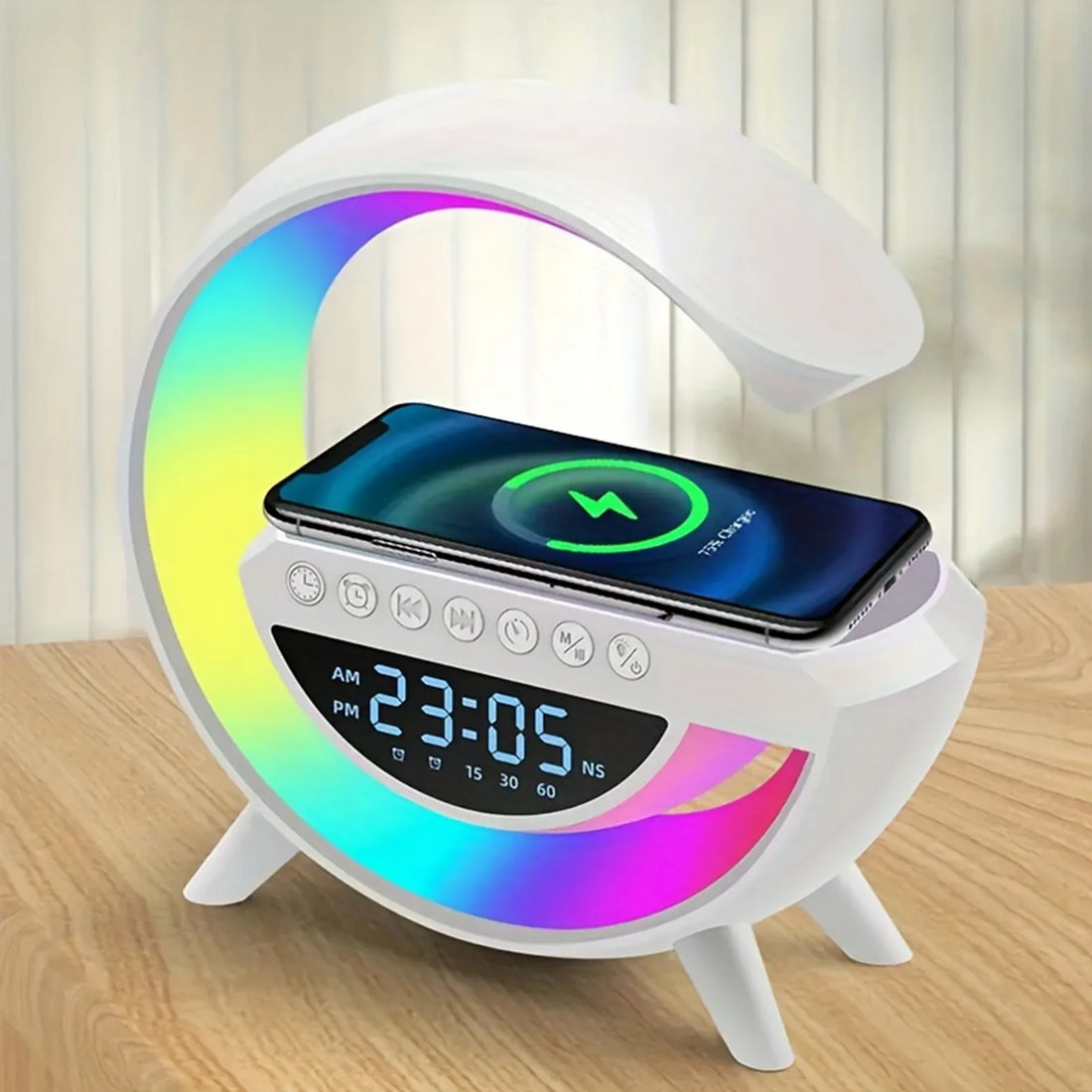 Desktop Ornament Wireless Charging Digital Display App ControlLED Multifunctional Bluetooth Speaker With Rgb Light Alarm Clock