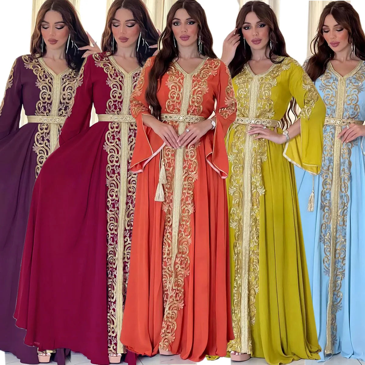 Dubai Women Abaya Caftan Kaftan Ramadan Gurban Festival Arab Embroiled Decal Dress Museum Party Dinner Robe Wedding Kaftan