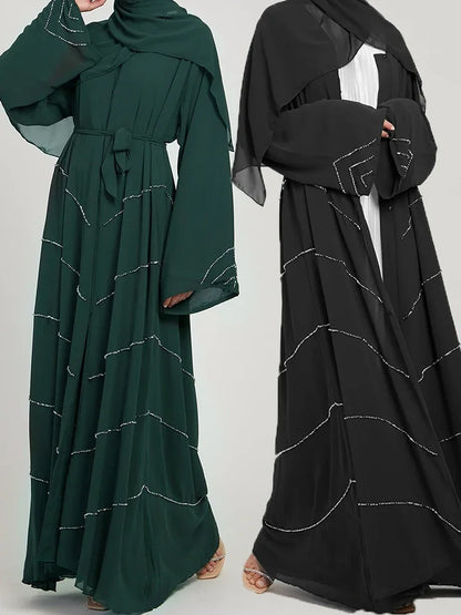 Eid Muslim Women Abaya Morocco Party Dress Abayas Elegant Prayer Diamond Long Sleeve Robe Dresses Ramadan Musulman Maxi Vestidos