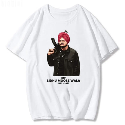 RIP Sidhu Moose Wala T Shirt Indian Rapper Singer Print Tshirts Pure Cotton Graphic Tees Hip Hop Casual Men Women Oversized Tops