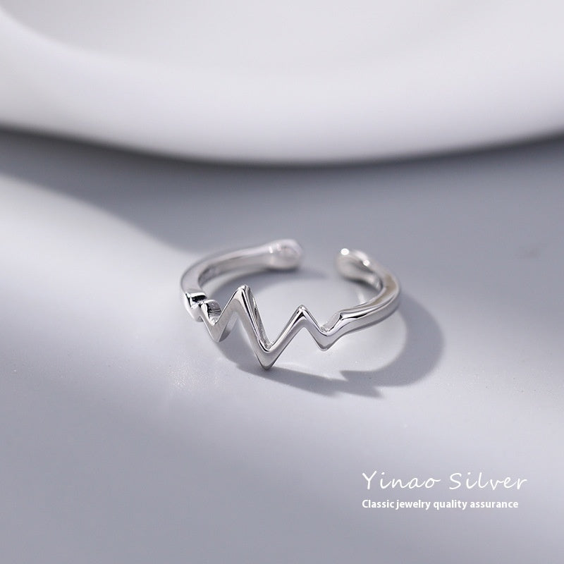 Special-interest Design High-end Fashion Personalized Heartbeat ECG Index Finger Ring